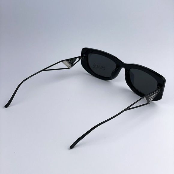 Prada PR14YS 1AB5S0 Sunglasses Black Dark Grey Rectangle Women - Picture 11 of 14